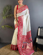 Refreshing Beige Paithani Silk Saree With Piquant Blouse Piece