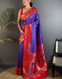 Stunning Royal Purple Paithani Silk Saree With Nemesis Blouse Piece