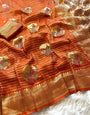 Susurrous Orange Soft Banarasi Silk Saree With Sumptuous Blouse Piece