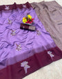 Stylish Lavender Soft Silk Saree With Resplendent Blouse Piece