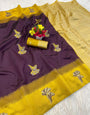 Gorgeous Wine Soft Silk Saree With Unequalled Blouse Piece