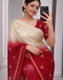 Brood Beige and Maroon Banarasi Khadi Silk Saree With Improbable Blouse Piece