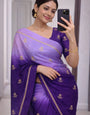 Classic Lavender and Purple Banarasi Khadi Silk Saree With Unequalled Blouse Piece