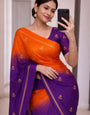 Charismatic Orange and Purple Banarasi Khadi Silk Saree With Dulcet Blouse Piece