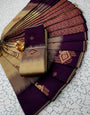 Precious Dark Beige Soft Banarasi Silk Saree With Alluring Blouse Piece