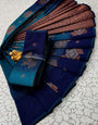Sophisticated Firozi Soft Banarasi Silk Saree With Exceptional Blouse Piece