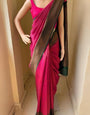 Enchanting Dark Pink Soft Silk Saree With Resonant Blouse Piece