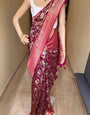 Imaginative Wine Soft Silk Saree With Zephyr Blouse Piece
