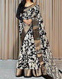 Mellifluous Black Digital Printed Soft Silk Saree With Confounding Blouse Piece