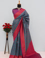 Exquisite Blue Soft Banarasi Silk Saree With Exquisite Blouse Piece