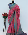 Adoring Dark Pink Soft Banarasi Silk Saree With Traditional Blouse Piece