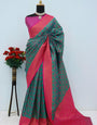 Beauteous Rama Soft Banarasi Silk Saree With Comely Blouse Piece