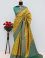 Dalliance Yellow Soft Banarasi Silk Saree With Desuetude Blouse Piece