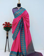 Palimpsest Dark Pink Soft Banarasi Silk Saree With Quintessential Blouse Piece