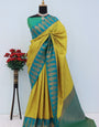 Vestigial Mustard Soft Banarasi Silk Saree With Sumptuous Blouse Piece
