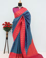 Delectable Navy Blue Soft Banarasi Silk Saree With Staggering Blouse Piece