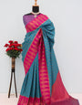 Gratifying Rama Soft Banarasi Silk Saree With Snazzy Blouse Piece
