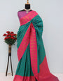 Snappy Sea Green Soft Banarasi Silk Saree With Fantabulous Blouse Piece