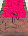 Whimsical Dark Pink Soft Banarasi Silk Saree With Panache Blouse Piece