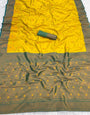 Rhapsodic Lemon Soft Banarasi Silk Saree With Glamorous Blouse Piece