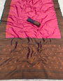Inimitable Pink Soft Banarasi Silk Saree With Winsome Blouse Piece