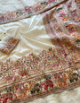 Opulent Beige Pashmina Saree With Groovy Blouse Piece