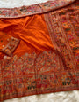 Radiant Orange Pashmina Saree With Flamboyant Blouse Piece