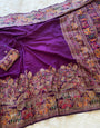 Blissful Purple Pashmina Saree With Fancifull Blouse Piece