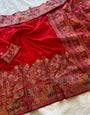 Twirling Red Pashmina Saree With Inspiring Blouse Piece