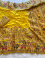 Fairytale Yellow Pashmina Saree With Entrancing Blouse Piece