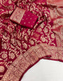 Improbable Maroon Soft Banarasi Silk Saree With Exuberant Blouse Piece