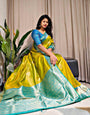 Glowing Mustard Soft Banarasi Silk Saree With Deserving Blouse Piece