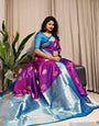 Mesmerising Purple Soft Banarasi Silk Saree With Sizzling Blouse Piece