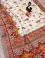 Brood Beige Pashmina Saree With Glowing Blouse Piece