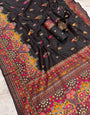 Evocative Black Pashmina Saree With Angelic Blouse Piece