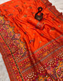 Resplendent Orange Pashmina Saree With Resonant Blouse Piece
