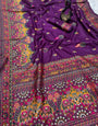 Adorning Purple Pashmina Saree With Engrossing Blouse Piece