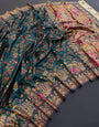 Woebegone Black Pashmina Saree With Twirling Blouse Piece