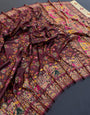 Stunning Brown Pashmina Saree With Eloquence Blouse Piece