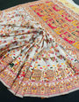 Sophisticated Off White Pashmina Saree With Luxuriant Blouse Piece
