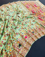 Bucolic Pista Pashmina Saree With Mellifluous Blouse Piece