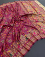 Allure Wine Pashmina Saree With Ebullience Blouse Piece