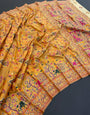 Glorious Yellow Pashmina Saree With Delectable Blouse Piece