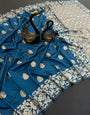 Moiety Blue Soft Banarasi Silk Saree With Breathtaking Blouse Piece