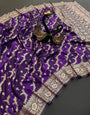 Lovely Purple Soft Banarasi Silk Saree With Lustrous Blouse Piece