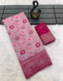 Vestigial Pink Soft Banarasi Tissue Silk Saree With Whimsical Blouse Piece