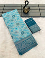 Desiring Sky Soft Banarasi Tissue Silk Saree With Precious Blouse Piece