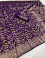 Enticing Royal Purple Soft Banarasi Silk Saree With Phenomenal Blouse Piece