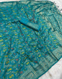 Sophisticated Sea Green Soft Banarasi Silk Saree With Admirable Blouse Piece