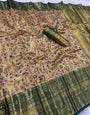 Ebullience Beige Kanjivaram Silk Saree With Enigmatic Blouse Piece